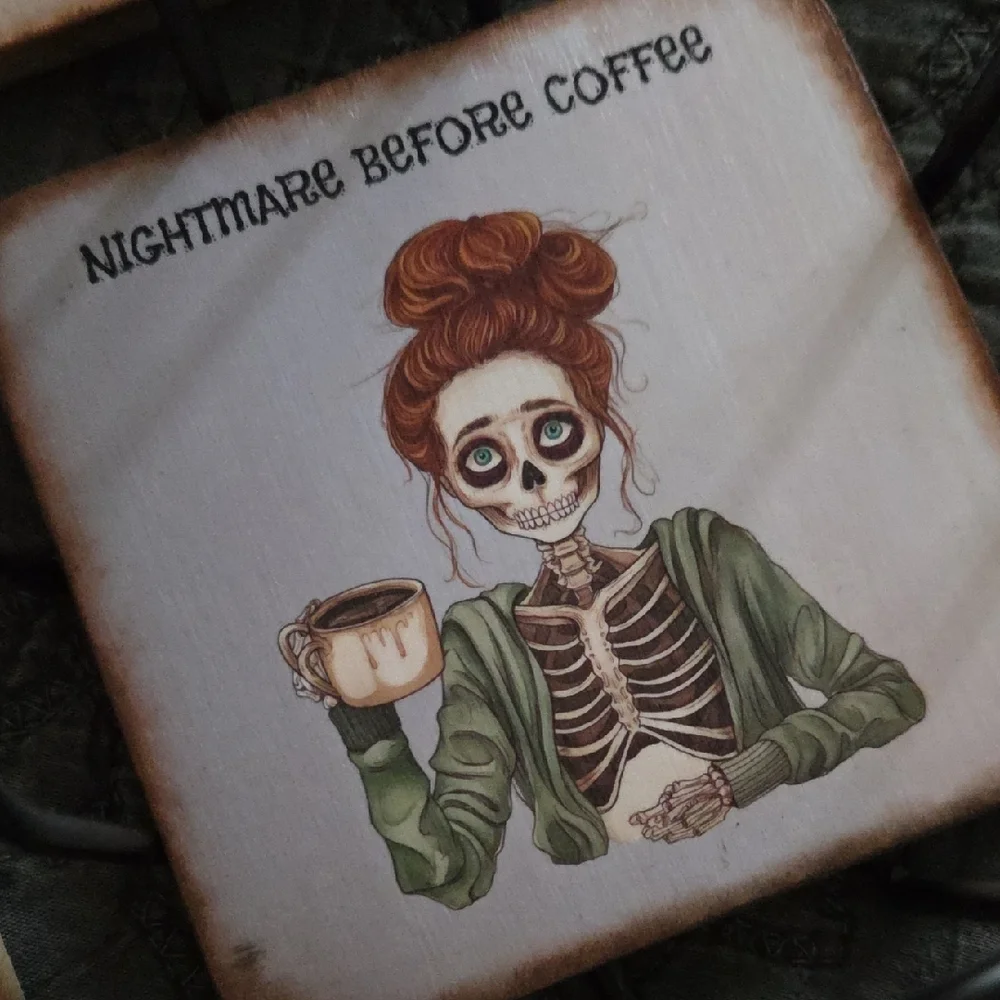Skeleton Coffee Coasters Set - Picture 2 of 5